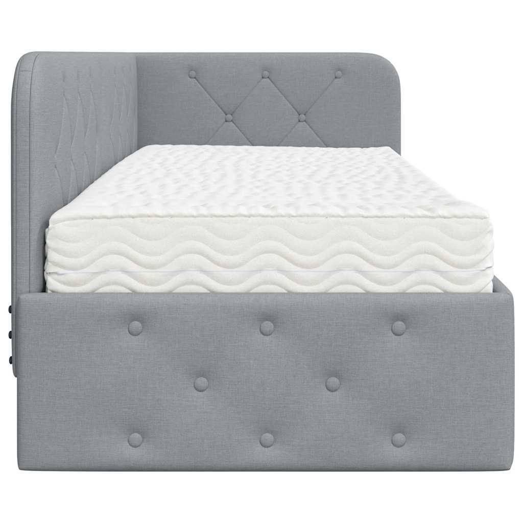 vidaXL Hoekbedframe met matras Donkergrijs 80 x 200 cm Stof