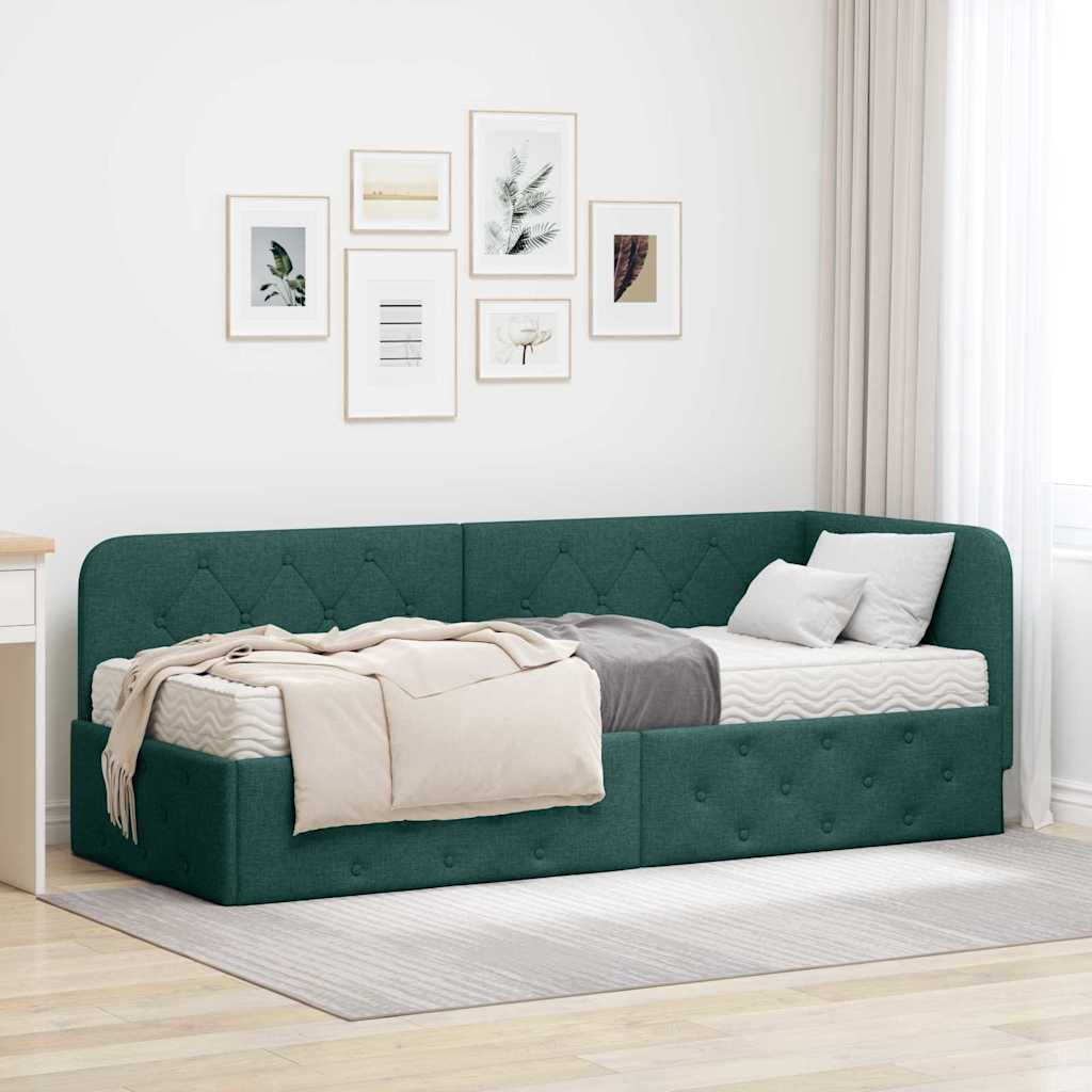 vidaXL Hoekbedframe met matras Donkergrijs 80 x 200 cm Stof