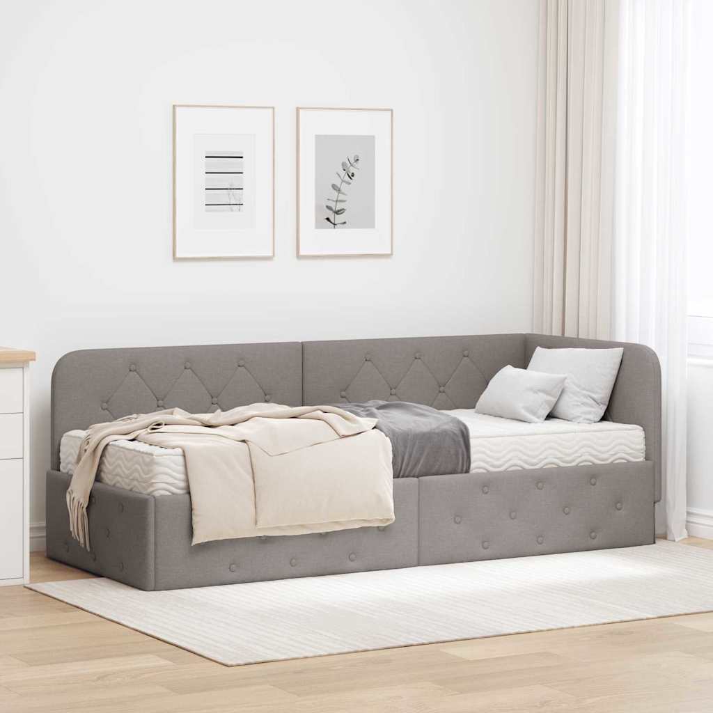 vidaXL Hoekbedframe met matras Donkergrijs 80 x 200 cm Stof