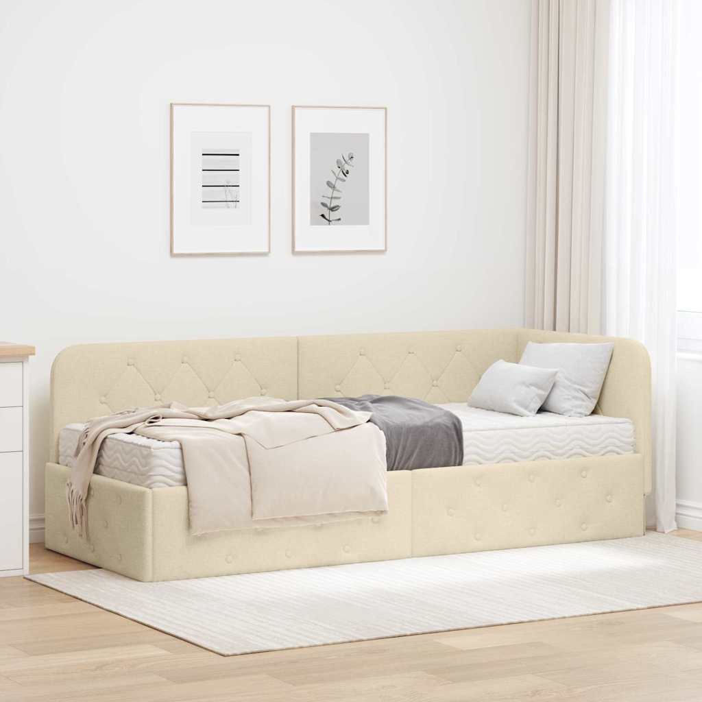 vidaXL Hoekbedframe met matras Donkergrijs 80 x 200 cm Stof
