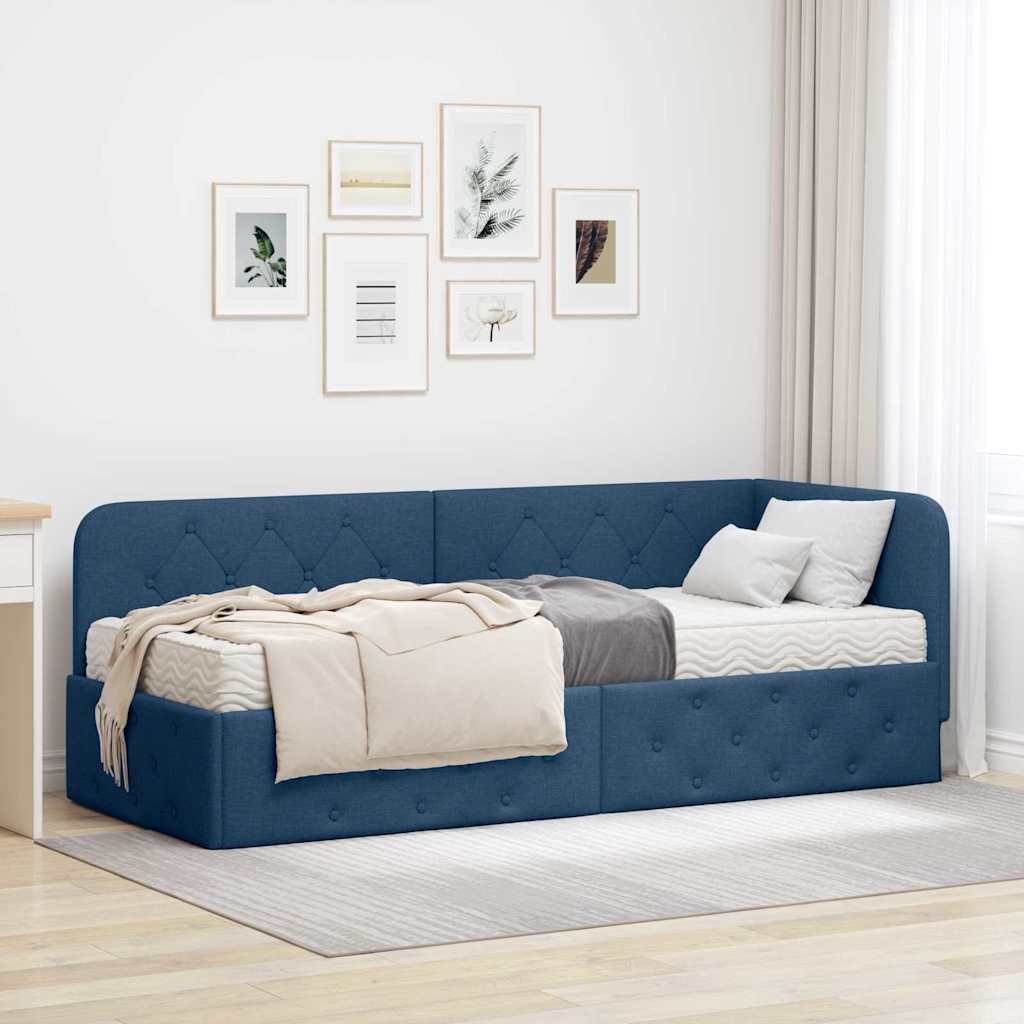 vidaXL Hoekbedframe met matras Donkergrijs 80 x 200 cm Stof