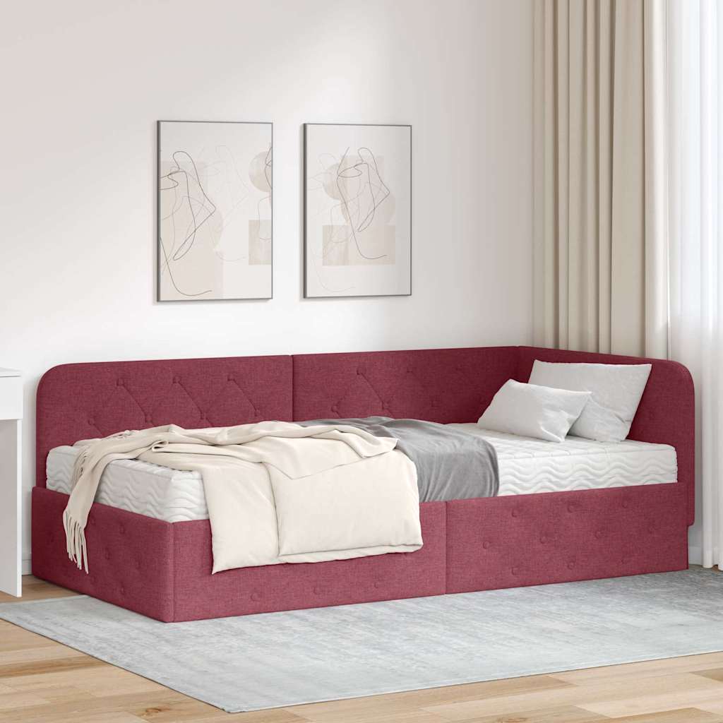 vidaXL Hoekbedframe met matras Donkergrijs 80 x 200 cm Stof