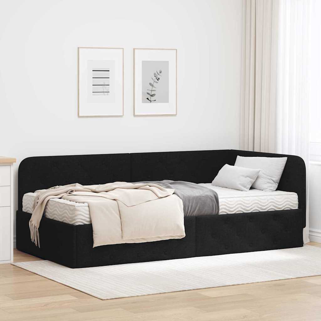 vidaXL Hoekbedframe met matras Donkergrijs 80 x 200 cm Stof
