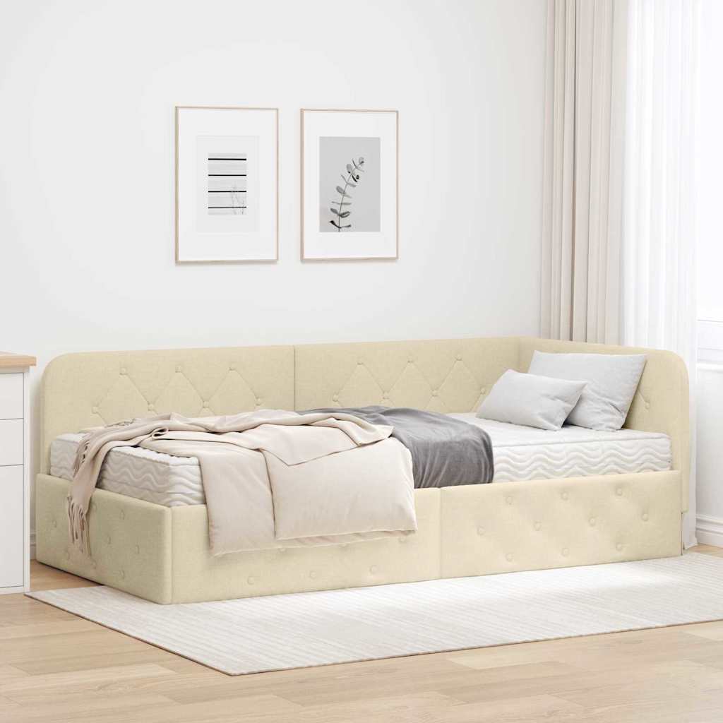 vidaXL Hoekbedframe met matras Donkergrijs 80 x 200 cm Stof