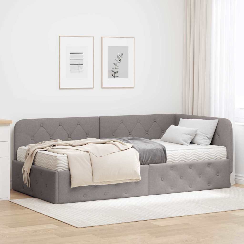 vidaXL Hoekbedframe met matras Donkergrijs 80 x 200 cm Stof