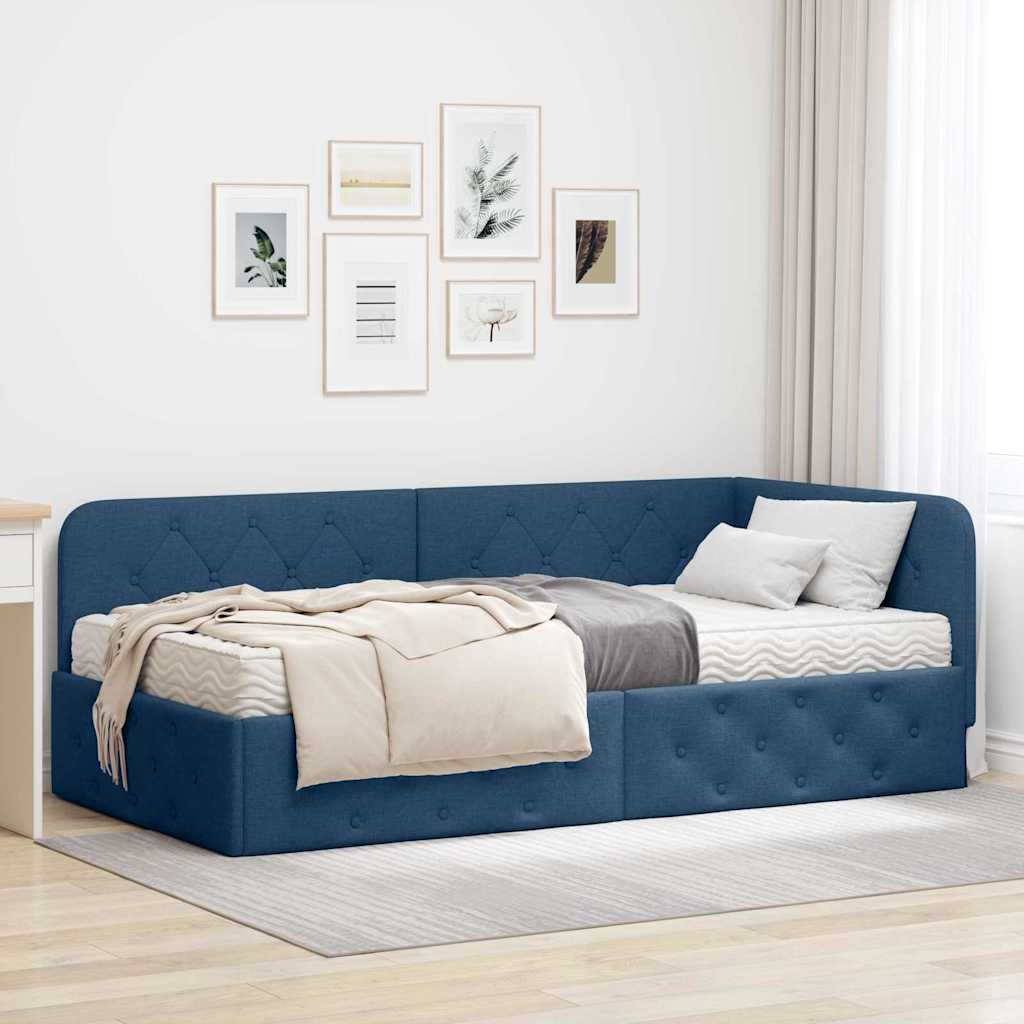 vidaXL Hoekbedframe met matras Donkergrijs 80 x 200 cm Stof