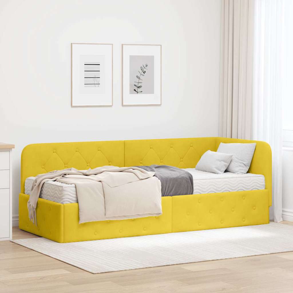 vidaXL Hoekbedframe met matras Blauw 80 x 200 cm Fluweel