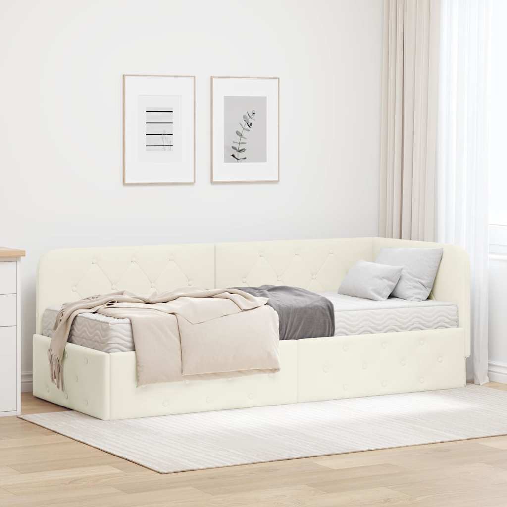 vidaXL Hoekbedframe met matras Blauw 80 x 200 cm Fluweel