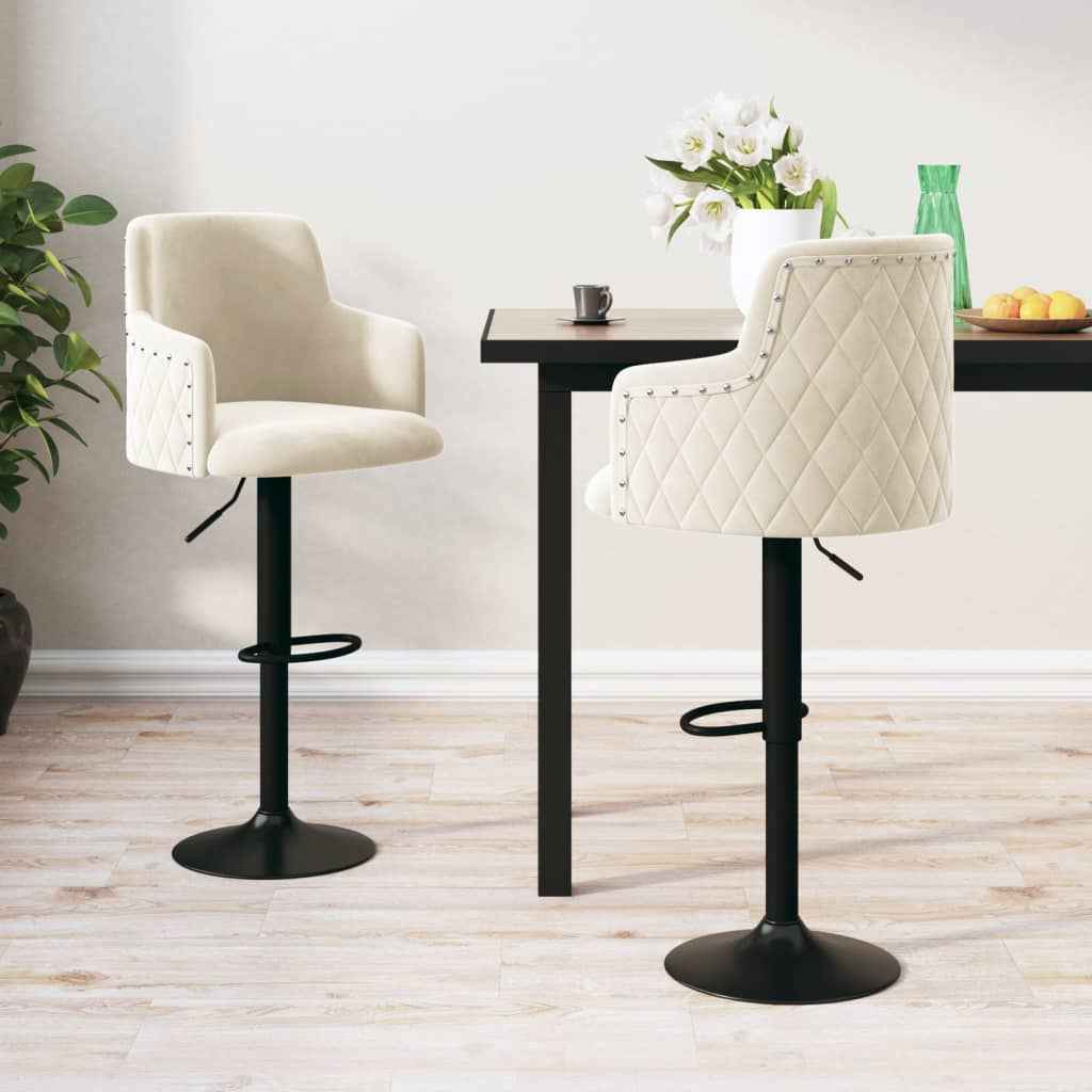 vidaXL Barkrukken 2 st fluweel crèmekleurig