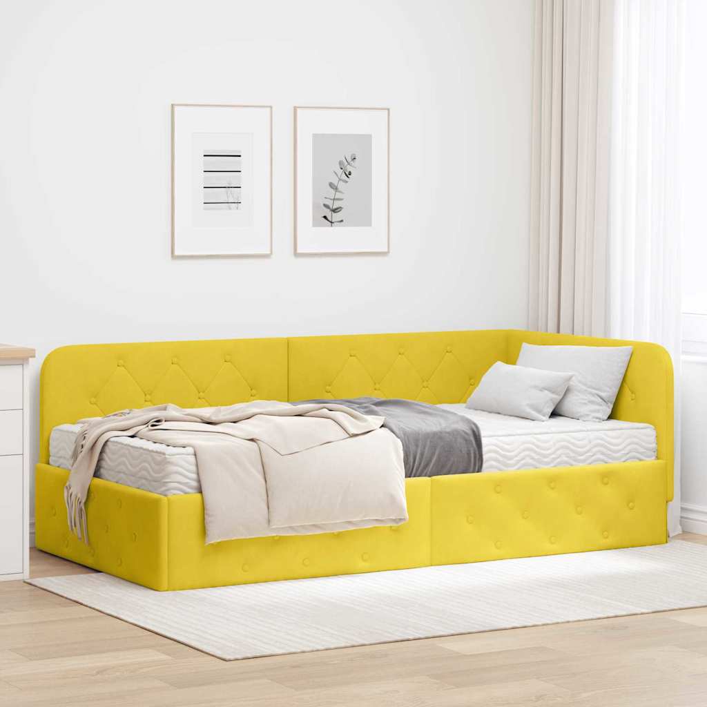 vidaXL Hoekbedframe met matras Blauw 80 x 200 cm Fluweel