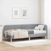 vidaXL Hoekbedframe met matras Lichtgrijs 80 x 200 cm Stof