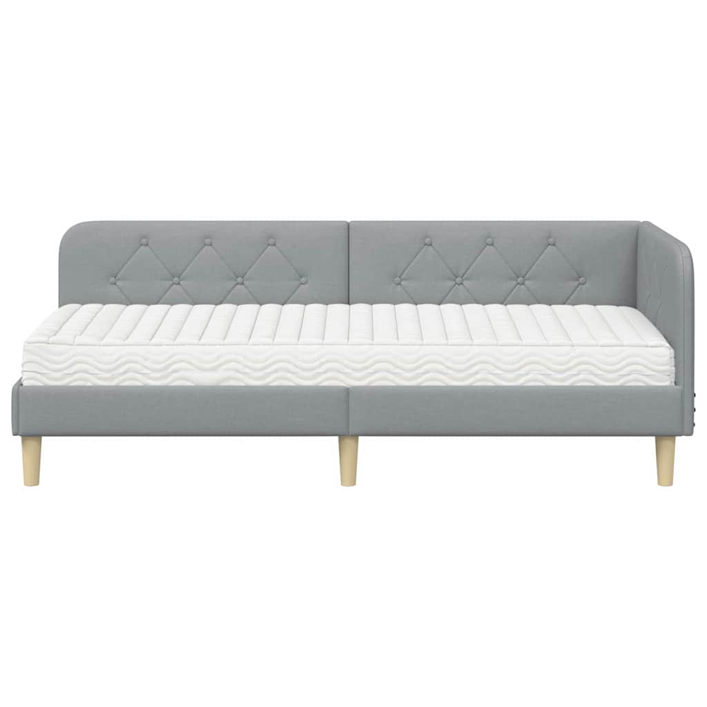 vidaXL Hoekbedframe met matras Lichtgrijs 80 x 200 cm Stof