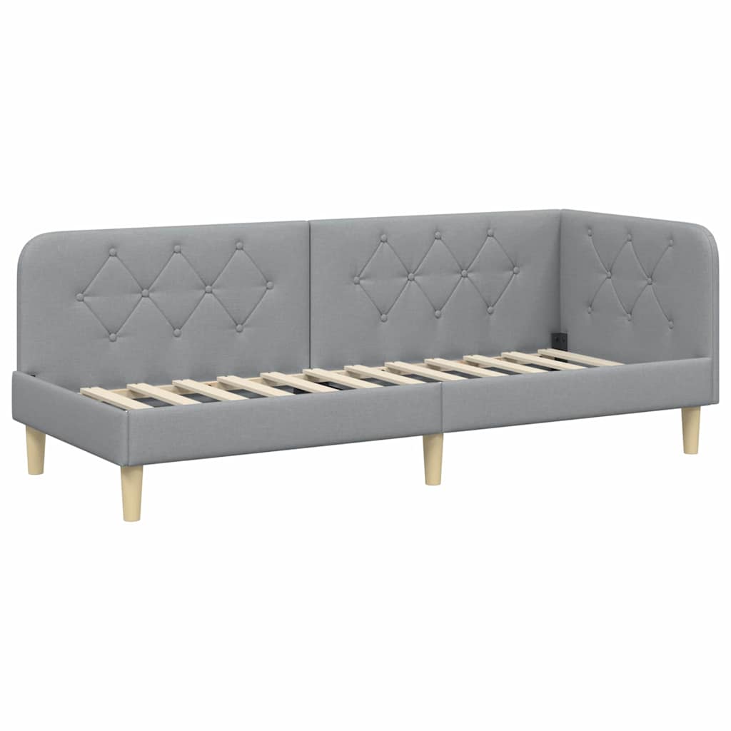 vidaXL Hoekbedframe met matras Lichtgrijs 80 x 200 cm Stof