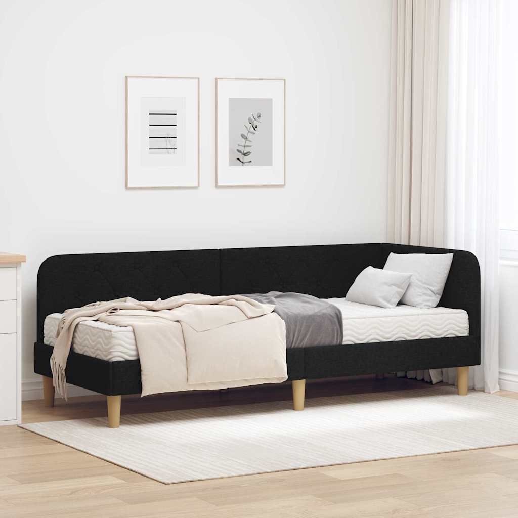 vidaXL Hoekbedframe met matras Lichtgrijs 80 x 200 cm Stof