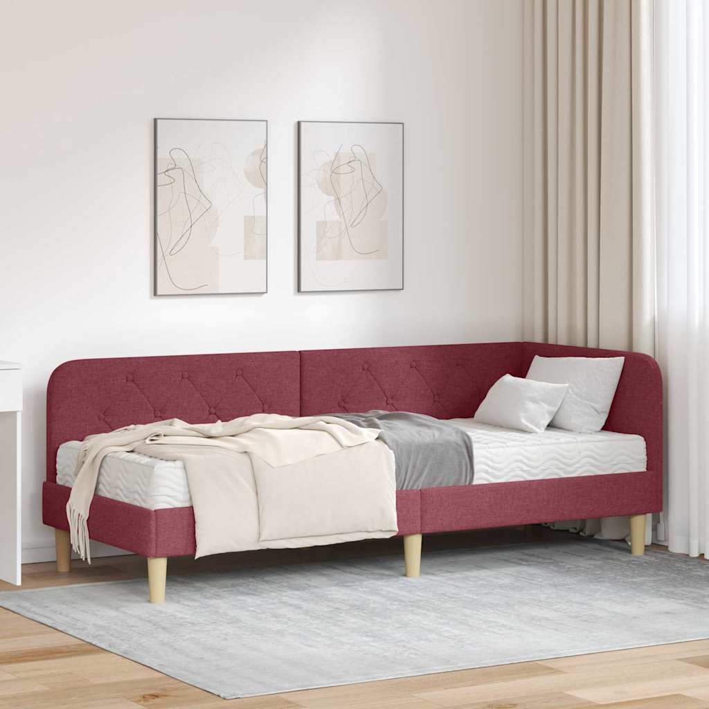 vidaXL Hoekbedframe met matras Lichtgrijs 80 x 200 cm Stof