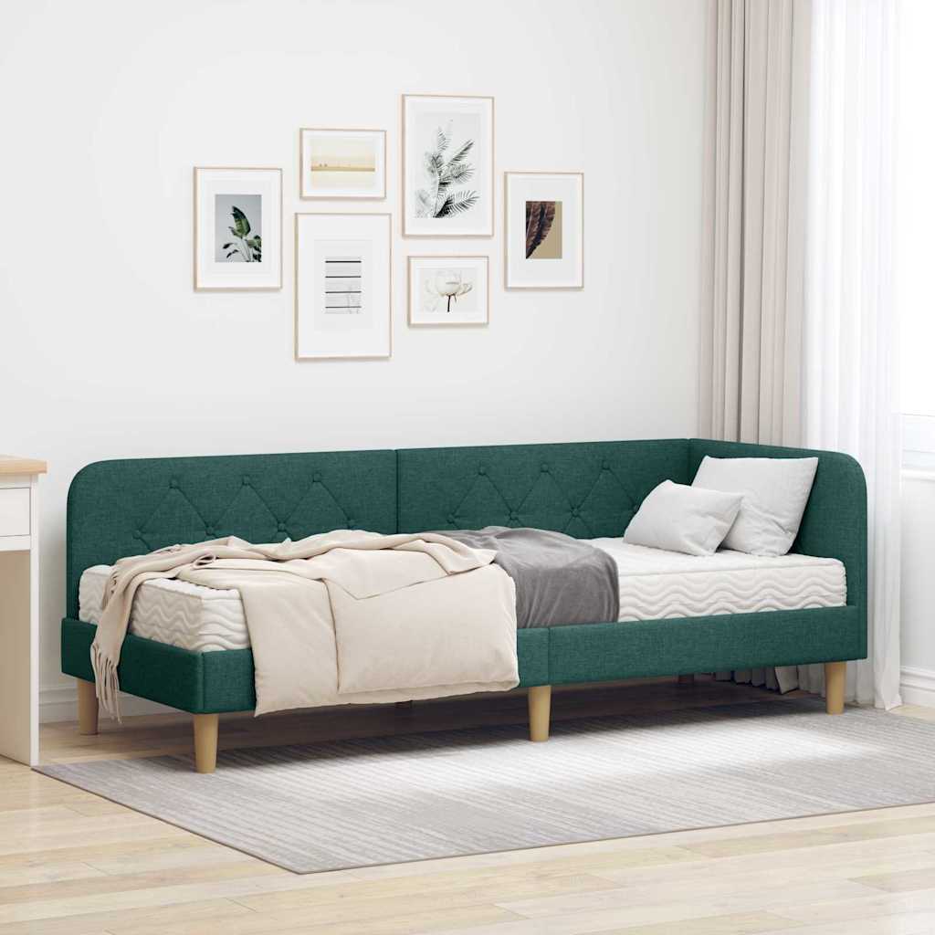 vidaXL Hoekbedframe met matras Lichtgrijs 80 x 200 cm Stof