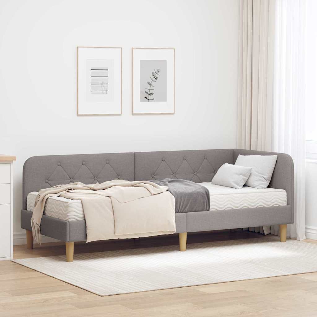 vidaXL Hoekbedframe met matras Lichtgrijs 80 x 200 cm Stof