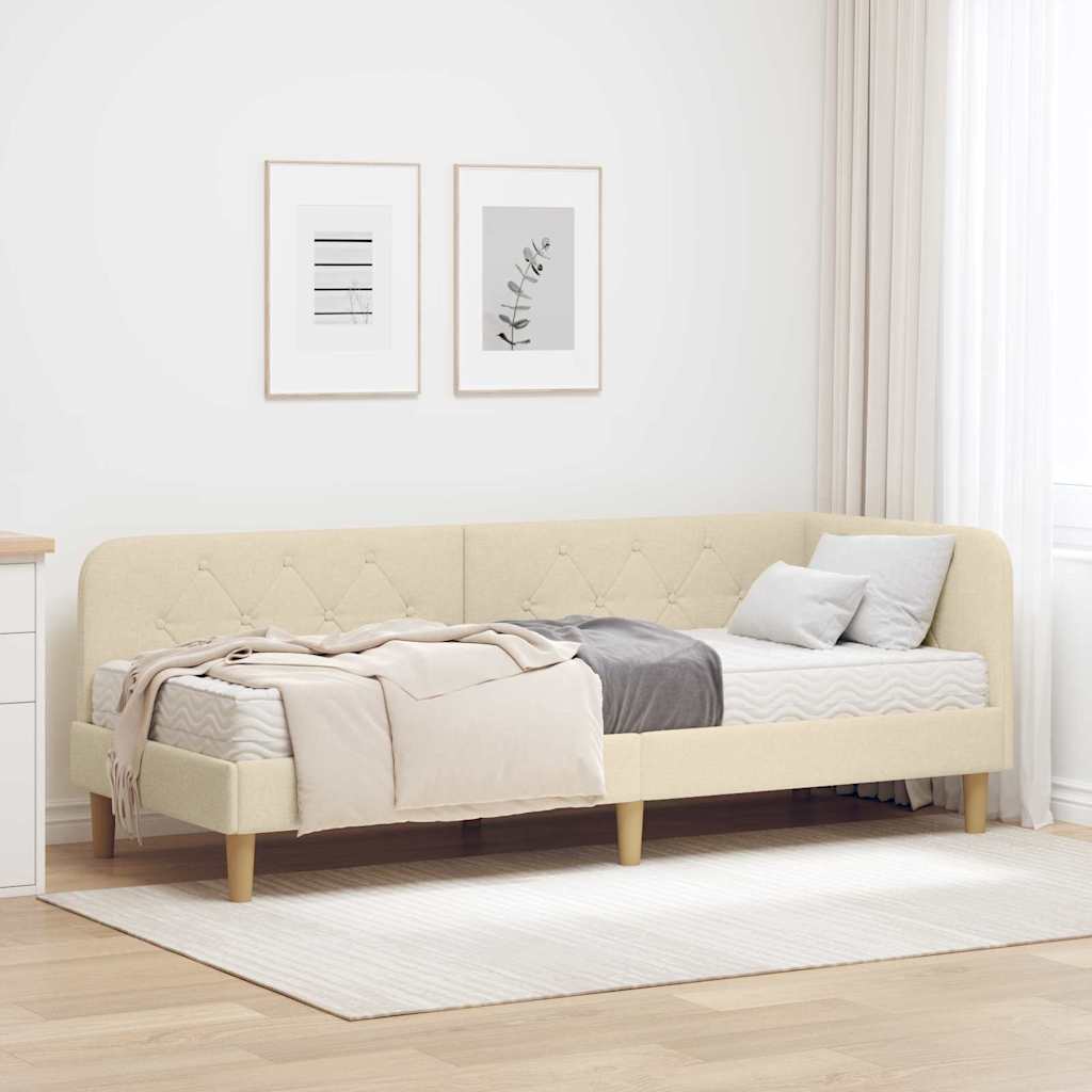 vidaXL Hoekbedframe met matras Lichtgrijs 80 x 200 cm Stof