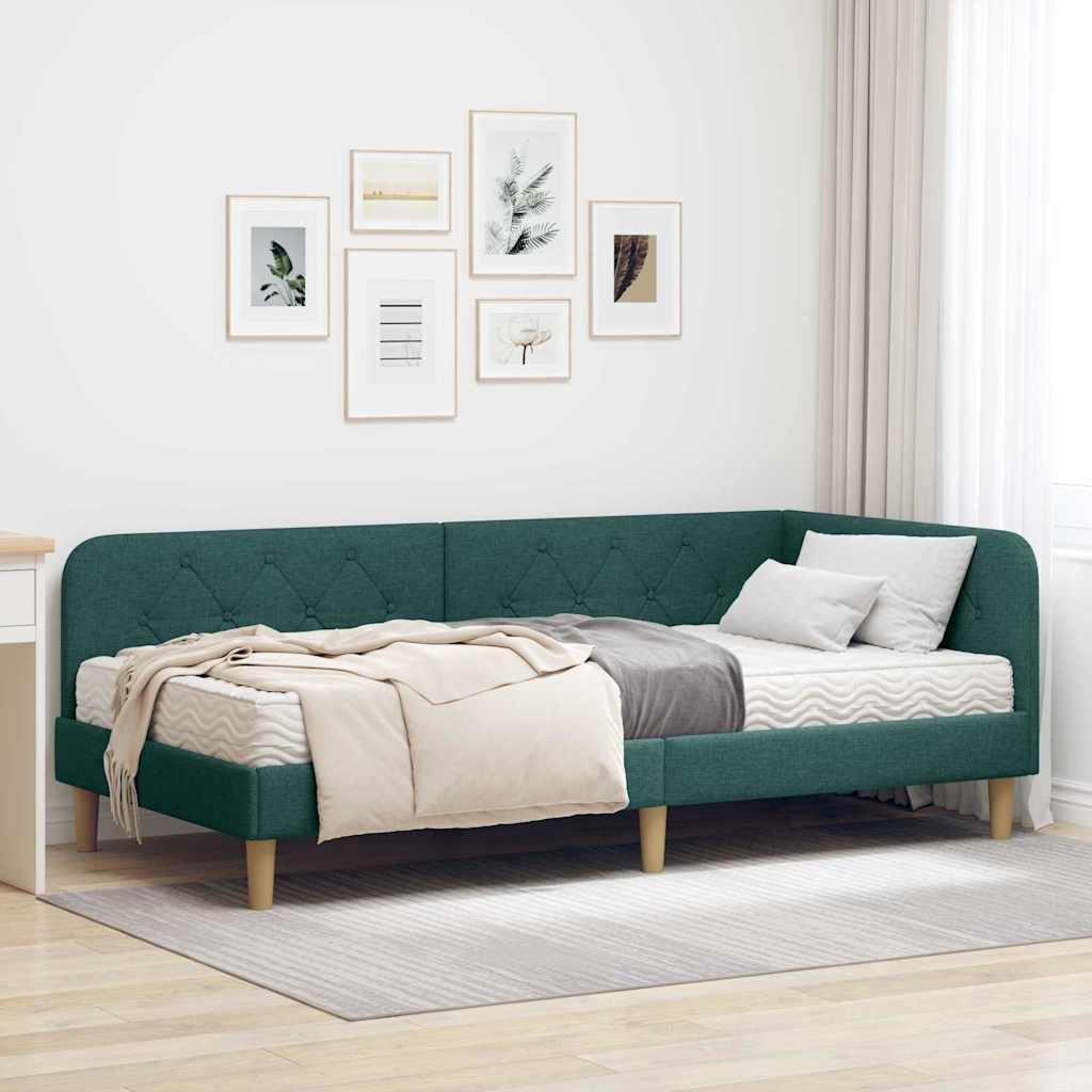 vidaXL Hoekbedframe met matras Lichtgrijs 80 x 200 cm Stof