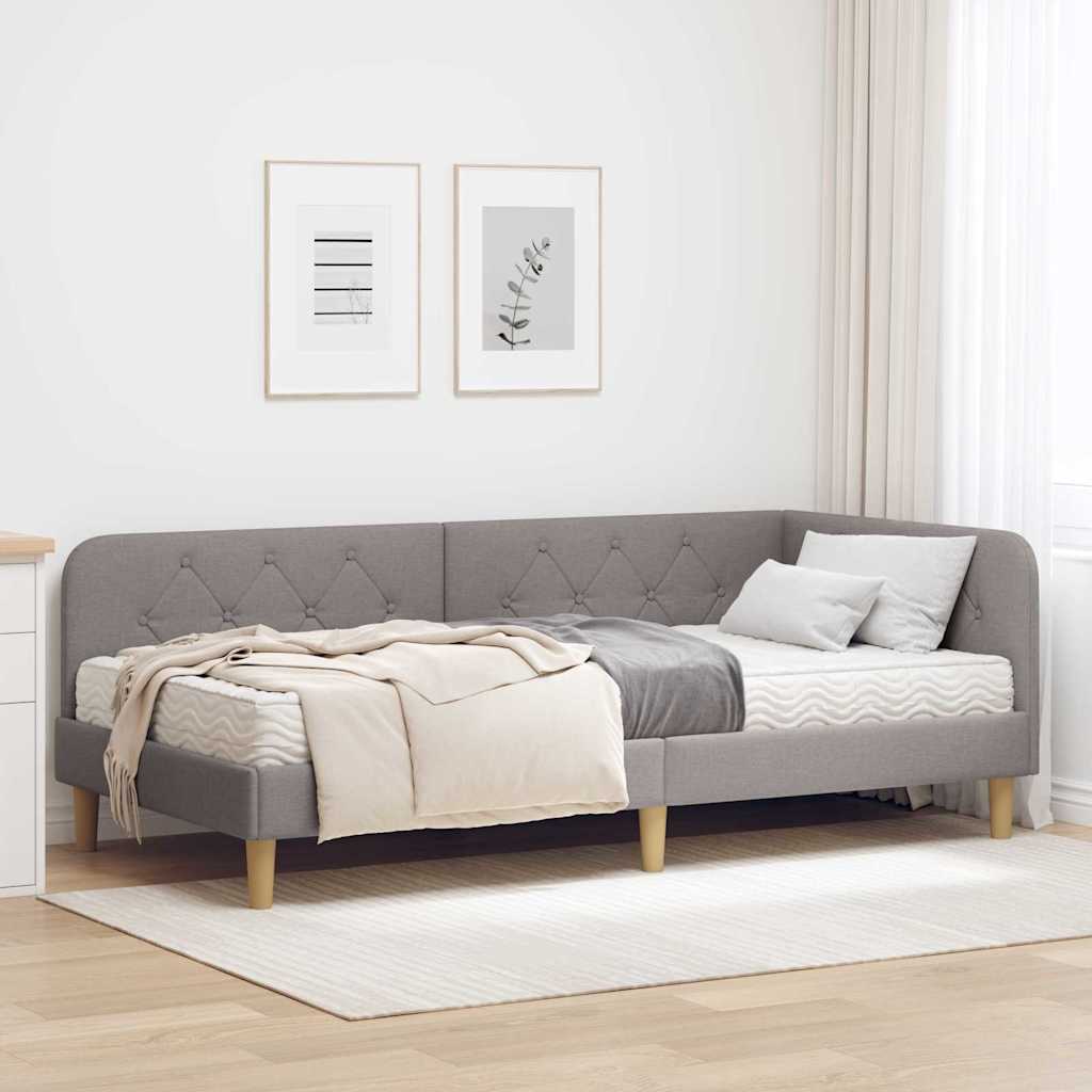 vidaXL Hoekbedframe met matras Lichtgrijs 80 x 200 cm Stof