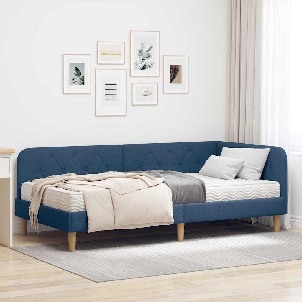 vidaXL Hoekbedframe met matras Lichtgrijs 80 x 200 cm Stof