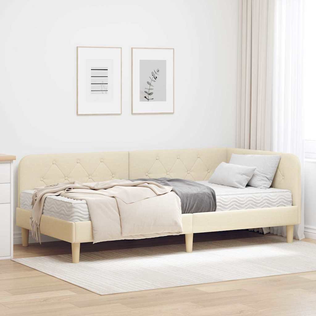 vidaXL Hoekbedframe met matras Lichtgrijs 80 x 200 cm Stof