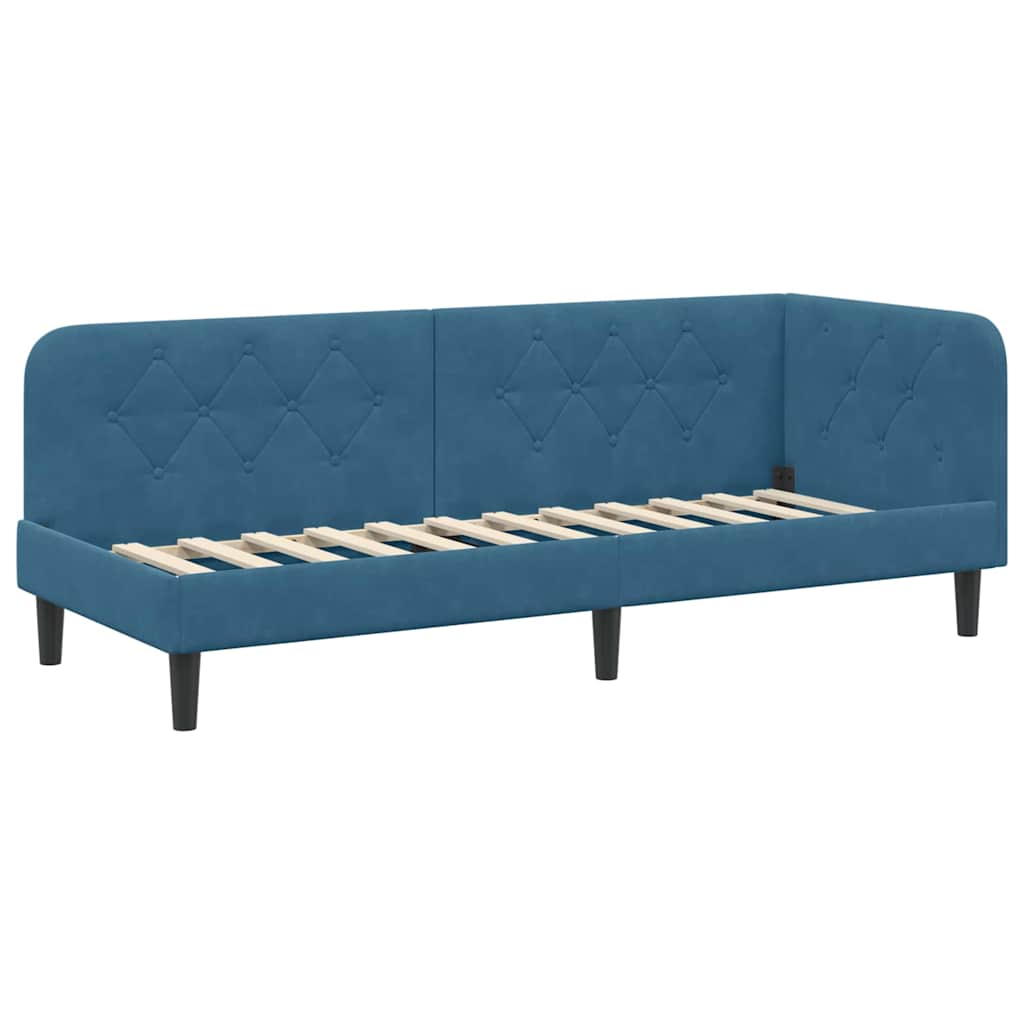 vidaXL Hoekbedframe met matras Blauw 80 x 200 cm Fluweel