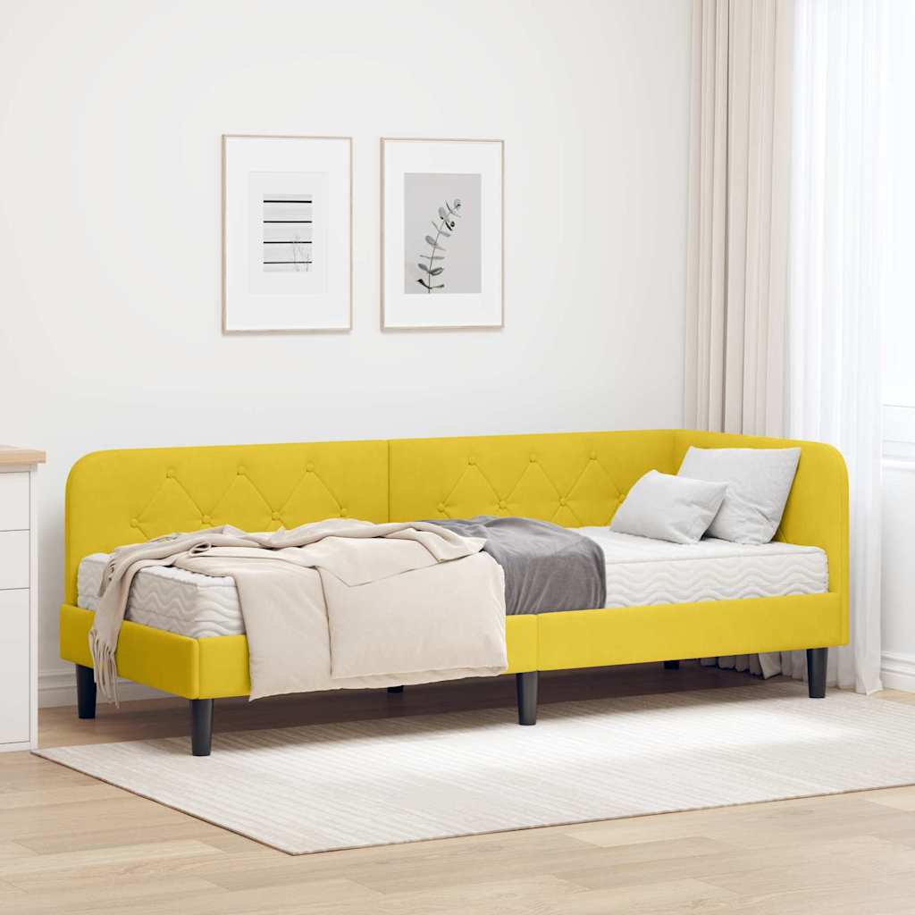 vidaXL Hoekbedframe met matras Blauw 80 x 200 cm Fluweel