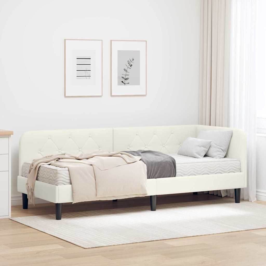 vidaXL Hoekbedframe met matras Blauw 80 x 200 cm Fluweel