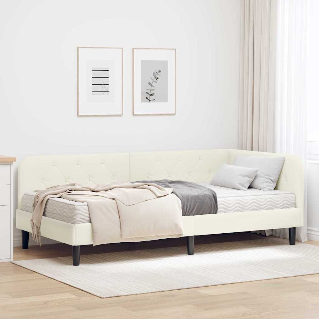 vidaXL Hoekbedframe met matras Blauw 80 x 200 cm Fluweel