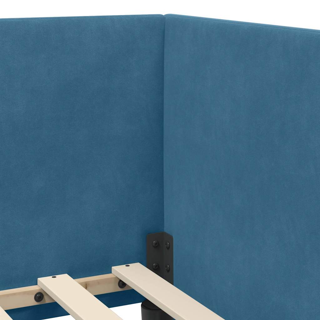 vidaXL Hoekbedframe met Matras met hoofdeinde 2 pcs Blauw Fluweel