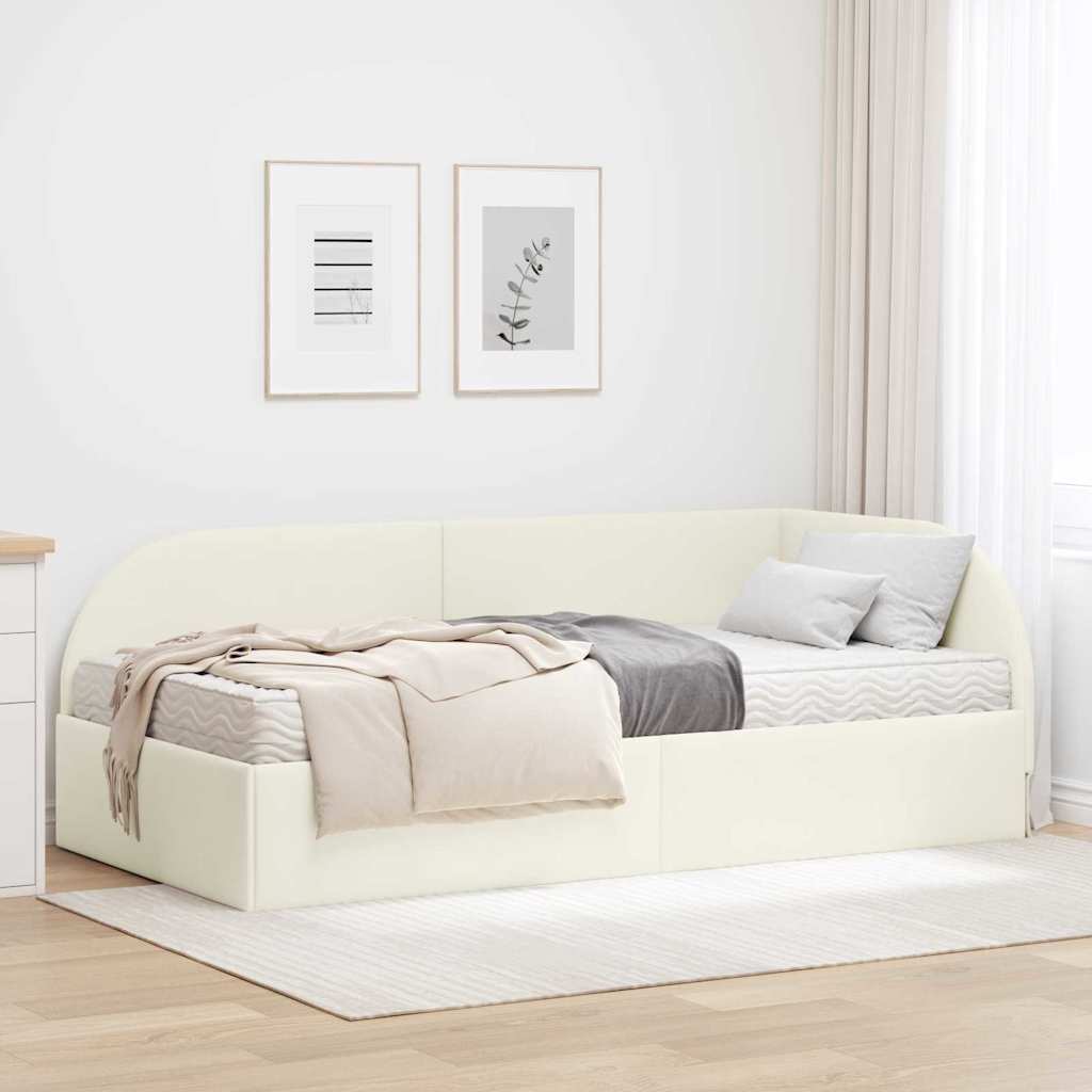 vidaXL Hoekbedframe met Matras met hoofdeinde 2 pcs Blauw Fluweel