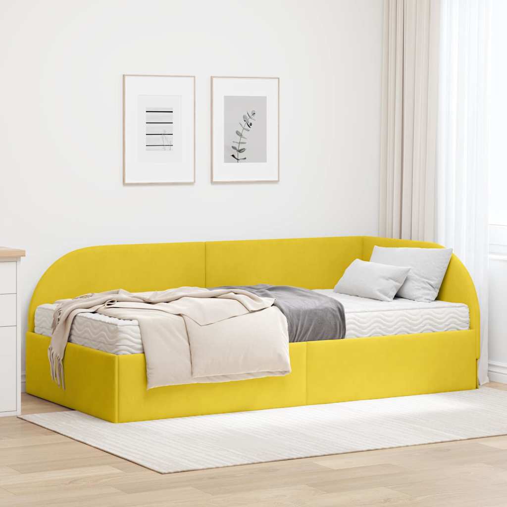 vidaXL Hoekbedframe met Matras met hoofdeinde 2 pcs Blauw Fluweel