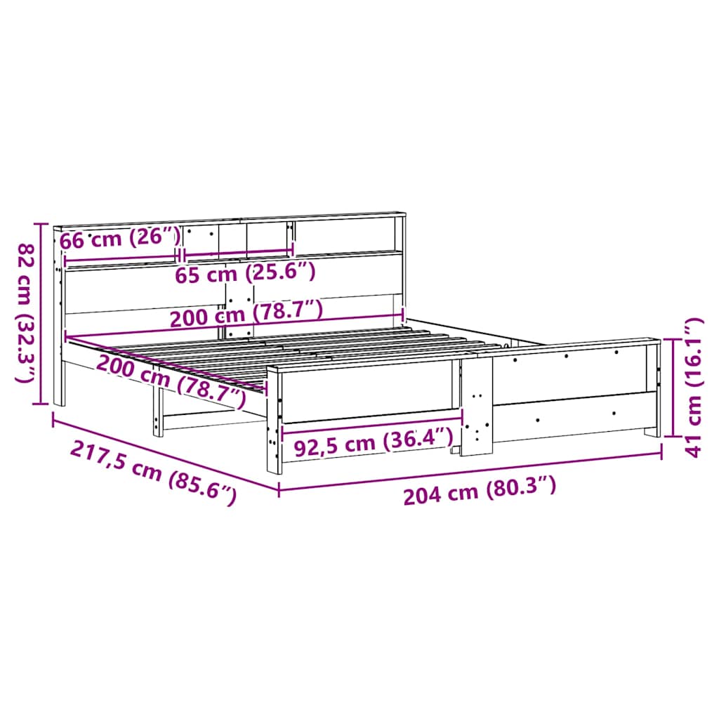 vidaXL Bedframe met hoofdeinde Wit 120 x 200 cm Massief grenenhout