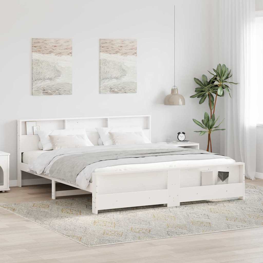 vidaXL Bedframe met hoofdeinde Wit 120 x 200 cm Massief grenenhout