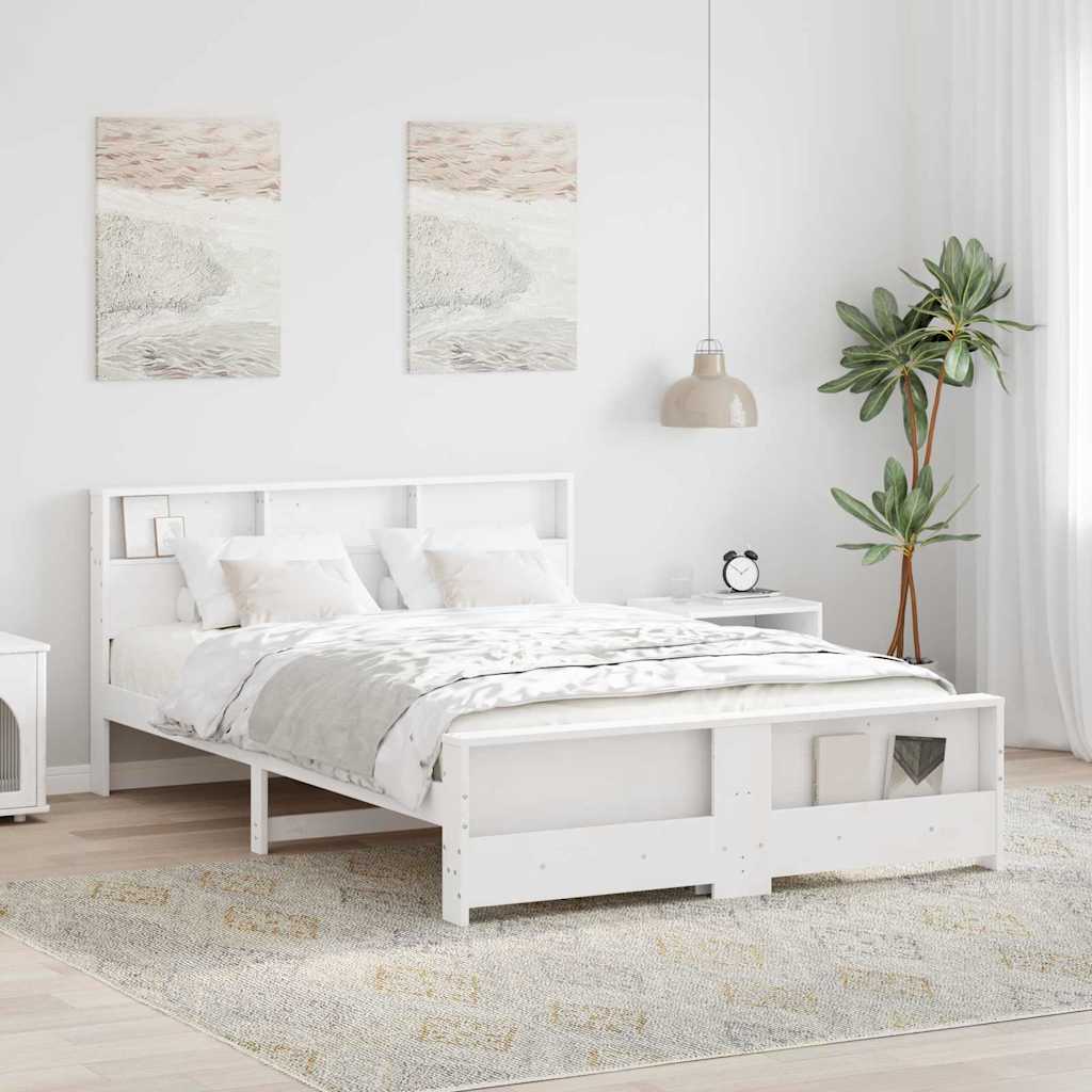 vidaXL Bedframe met hoofdeinde Wit 120 x 200 cm Massief grenenhout