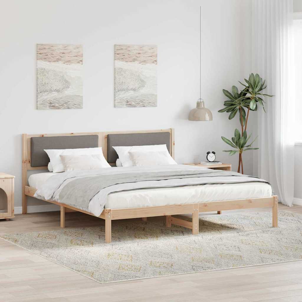 vidaXL Bedframe Lichtgrijs 200 x 200 cm Massief grenenhout