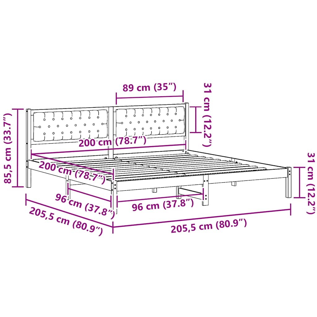 vidaXL Bedframe met hoofdeinde Lichtgrijs 75 x 190 cm Stof
