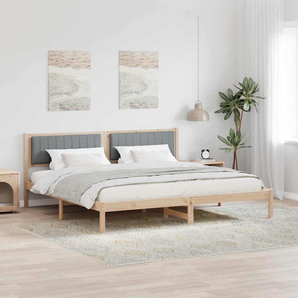 vidaXL Bedframe met Gevoerd Hoofdgedeelte Lichtgrijs 150 x 200 cm Stof