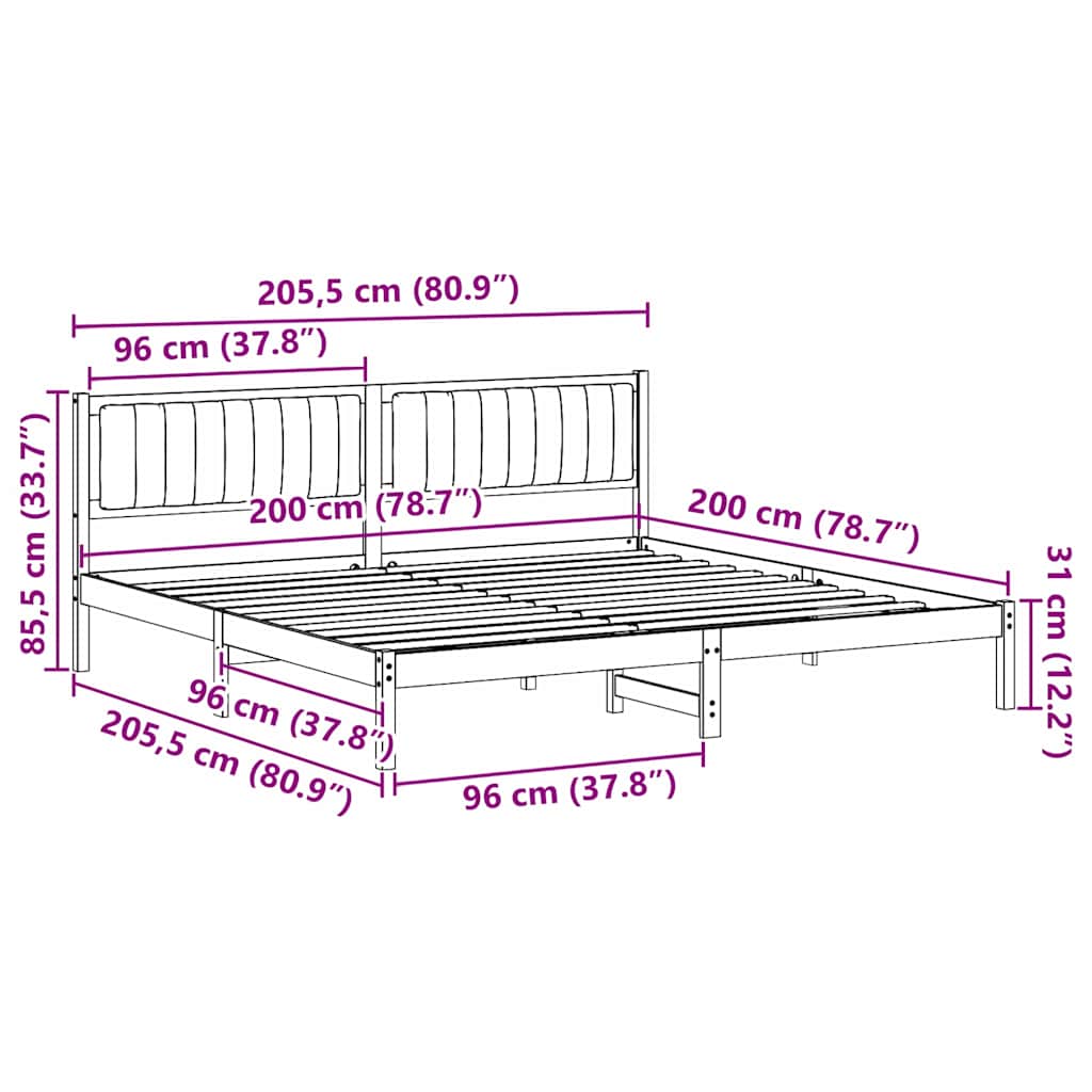 vidaXL Bedframe met Gevoerd Hoofdgedeelte Lichtgrijs 150 x 200 cm Stof