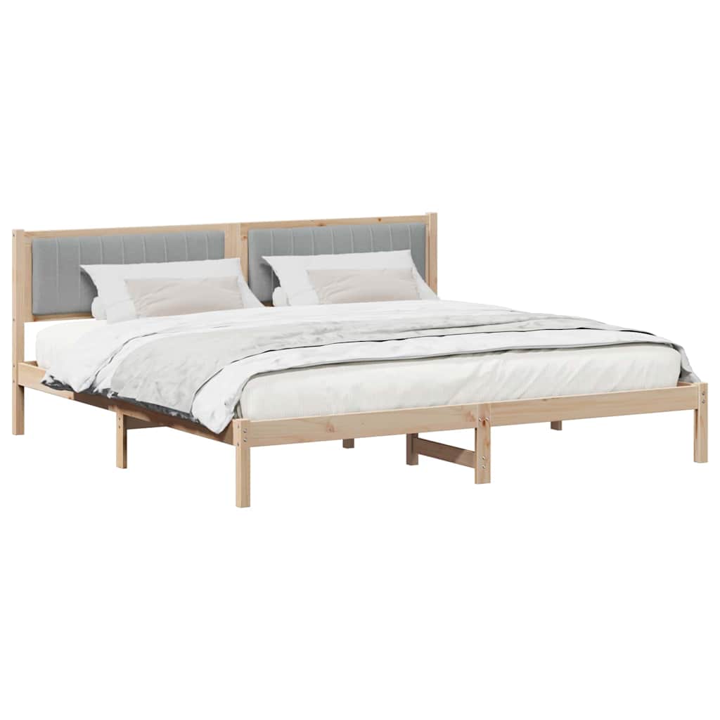 vidaXL Bedframe met Gevoerd Hoofdgedeelte Lichtgrijs 150 x 200 cm Stof