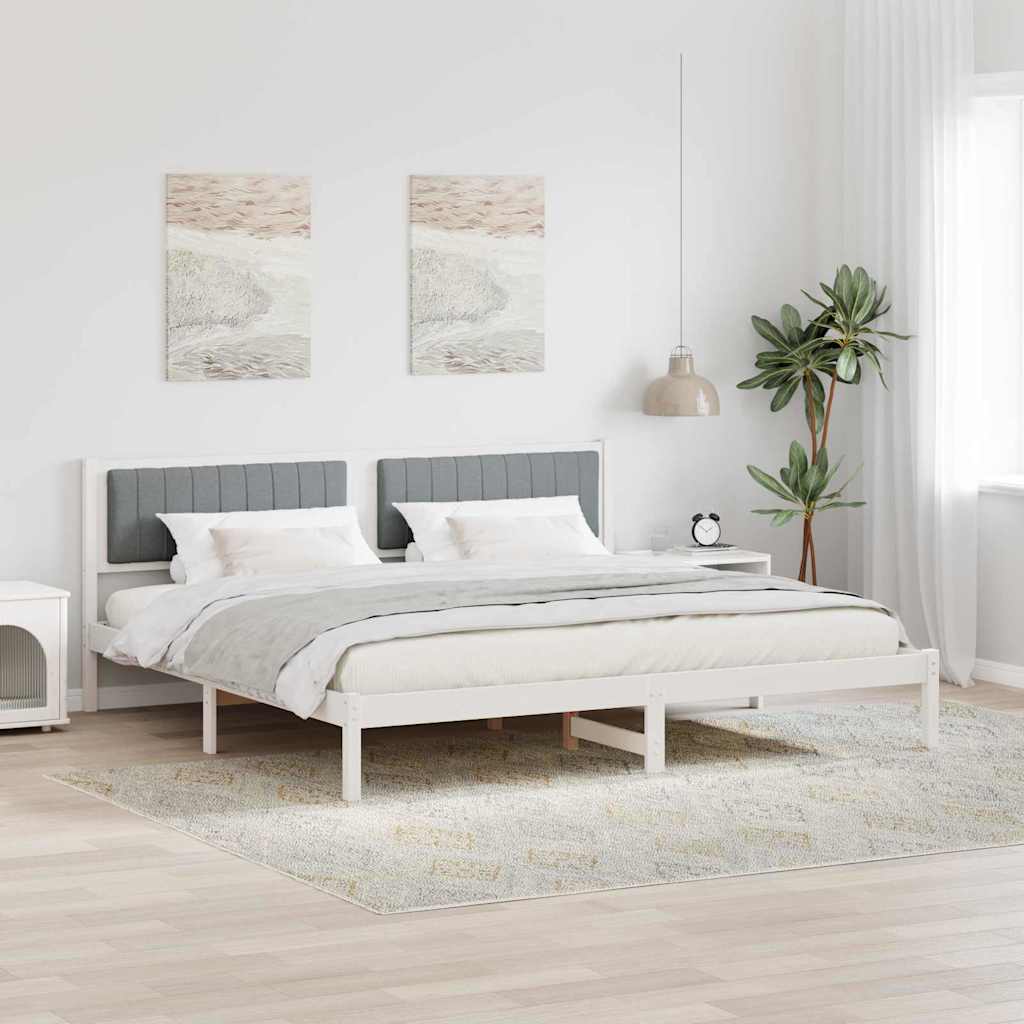 vidaXL Bedframe met Gevoerd Hoofdgedeelte Lichtgrijs 150 x 200 cm Stof