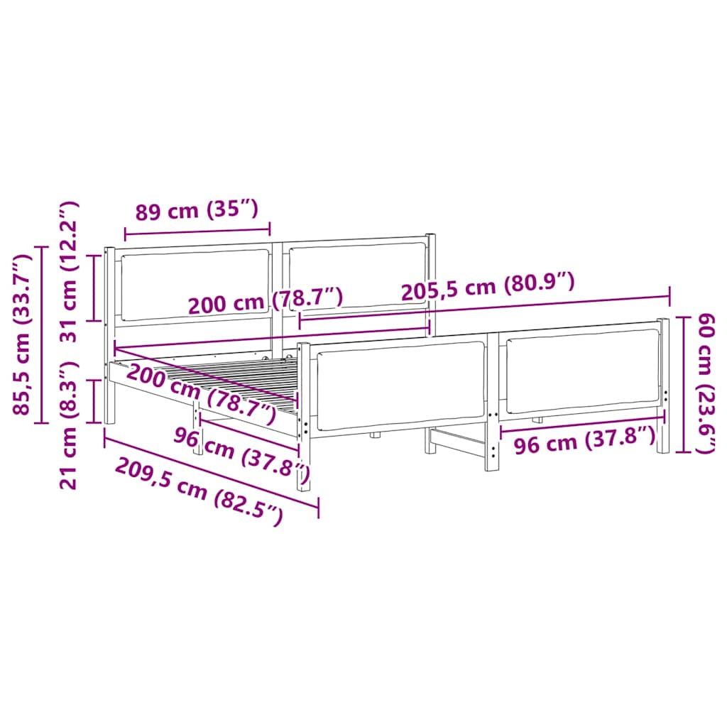 vidaXL Bedframe met hoofdeinde Lichtgrijs 200 x 200 cm Stof