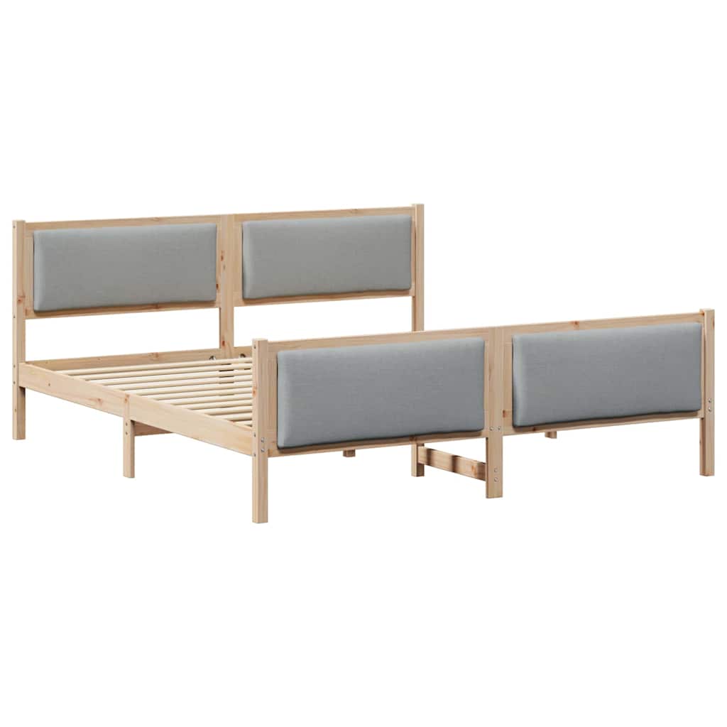 vidaXL Bedframe met hoofdeinde Lichtgrijs 200 x 200 cm Stof