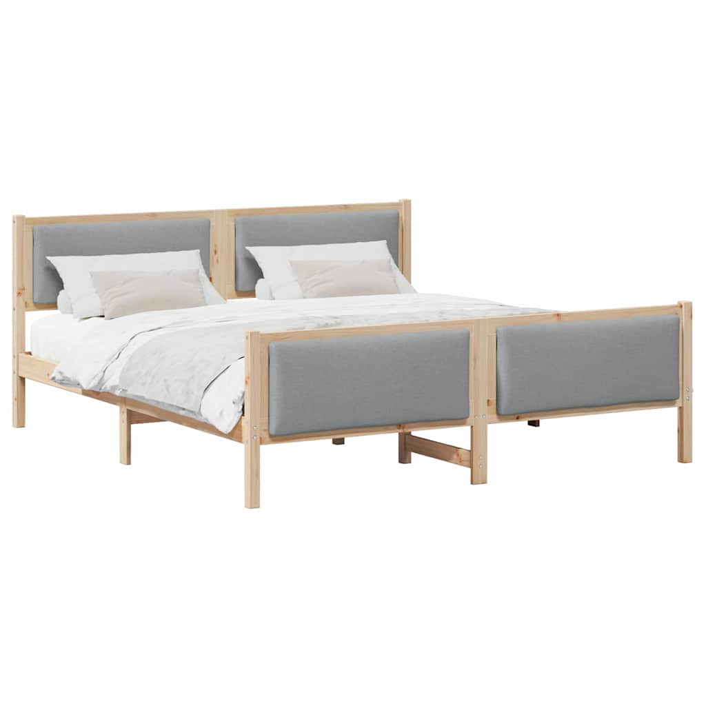 vidaXL Bedframe met hoofdeinde Lichtgrijs 200 x 200 cm Stof