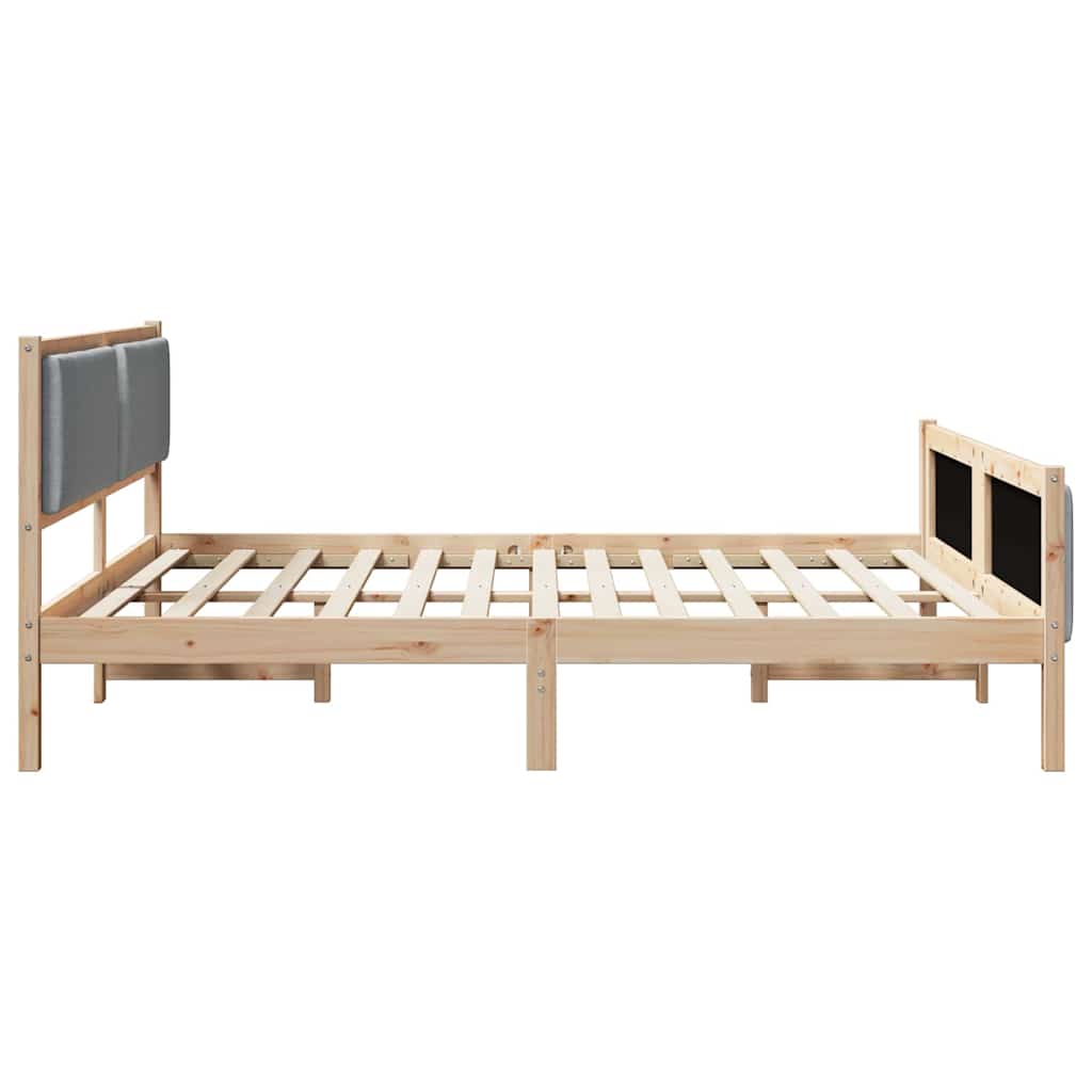 vidaXL Bedframe met hoofdeinde Lichtgrijs 200 x 200 cm Stof