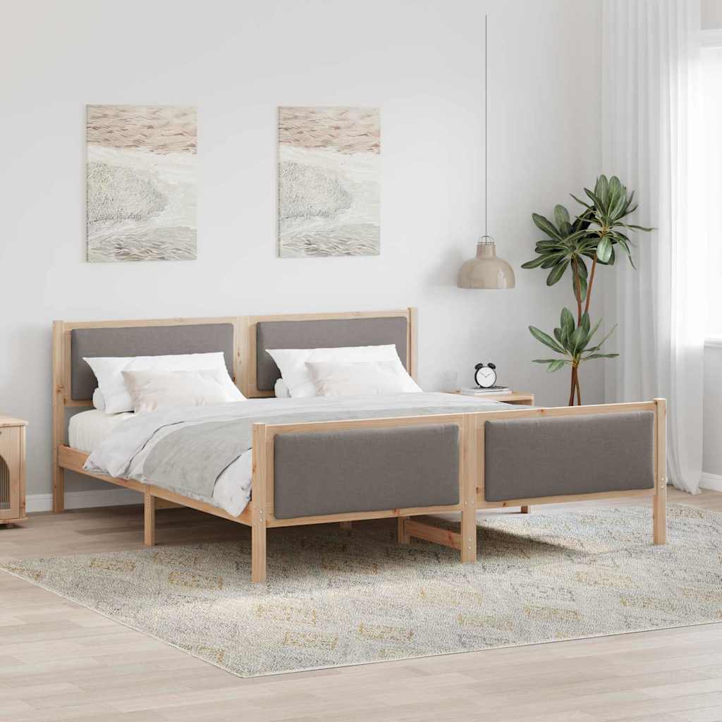 vidaXL Bedframe met hoofdeinde Lichtgrijs 200 x 200 cm Stof