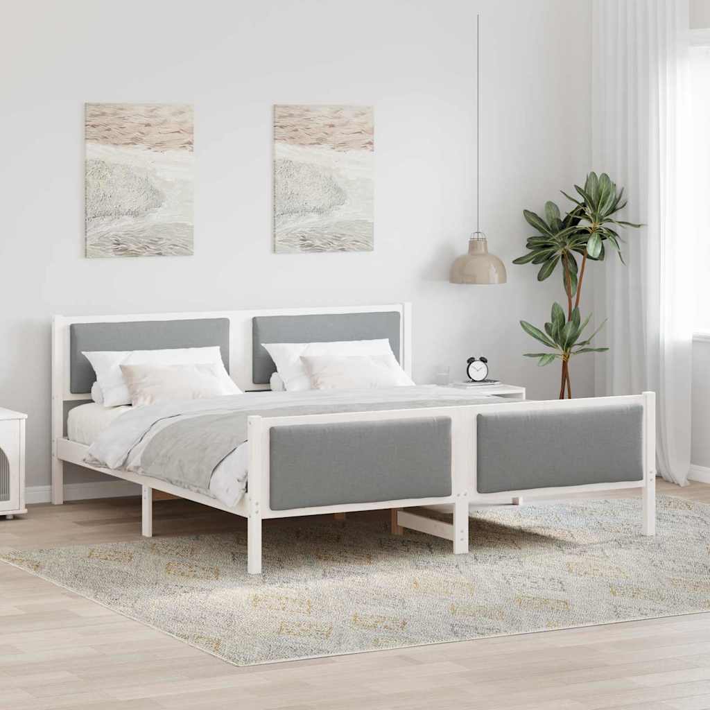 vidaXL Bedframe met hoofdeinde Lichtgrijs 200 x 200 cm Stof