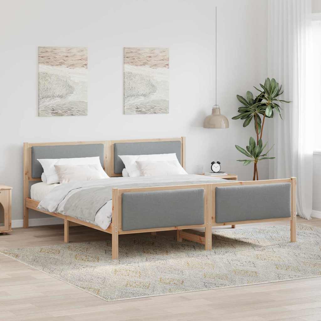 vidaXL Bedframe met hoofdeinde Lichtgrijs 200 x 200 cm Stof