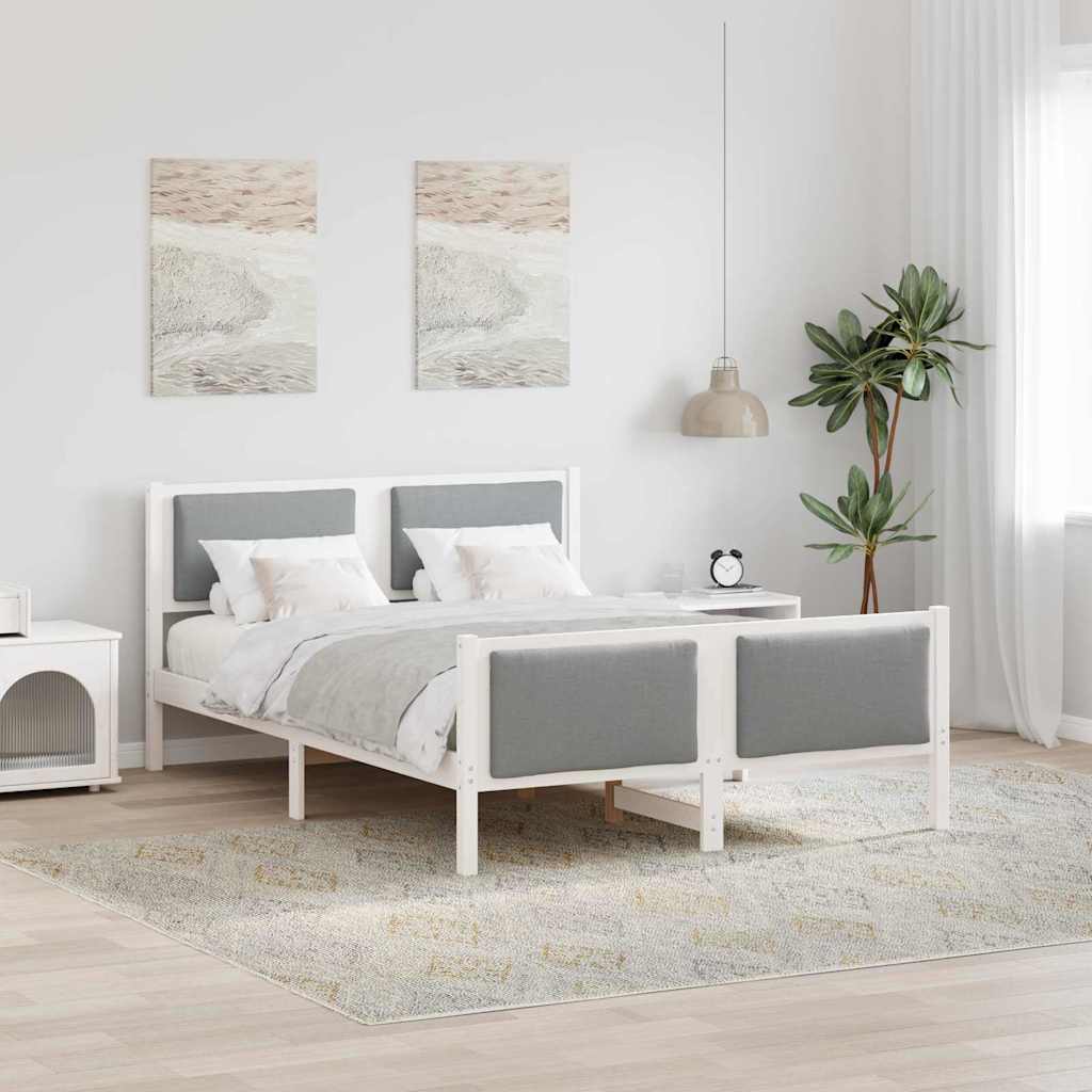 vidaXL Bedframe met hoofdeinde Lichtgrijs 200 x 200 cm Stof